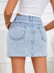 Women's Casual Asymmetrical Waist Jeans Skirt Raw Trim Denim Skirt