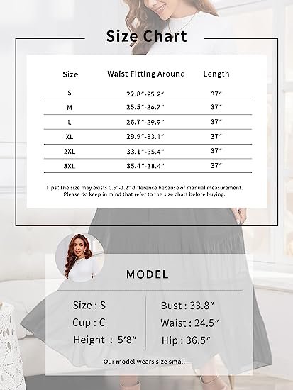 Women's Chiffon Elastic High Waist Pleated A-Line Flared Maxi Skirts