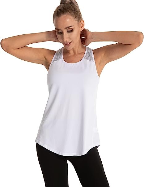 Women's Track Tops Racerback Tank Top Mesh Yoga Shirt Workout Wear