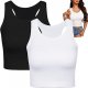 2pcs Women's Sports Tank Tops Crop Tops Black White Racerback Tank Tops