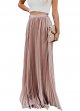 Women's High Waist Flowy Pleated Chiffon Maxi Skirt