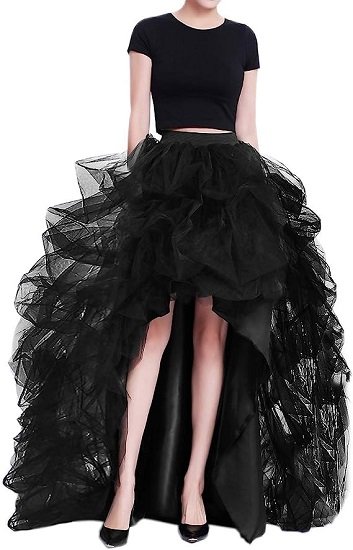 Women's Long High Low Ruffles Party Tulle Skirt